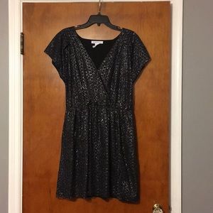 BCBG black and silver mini dress w/ keyhole back